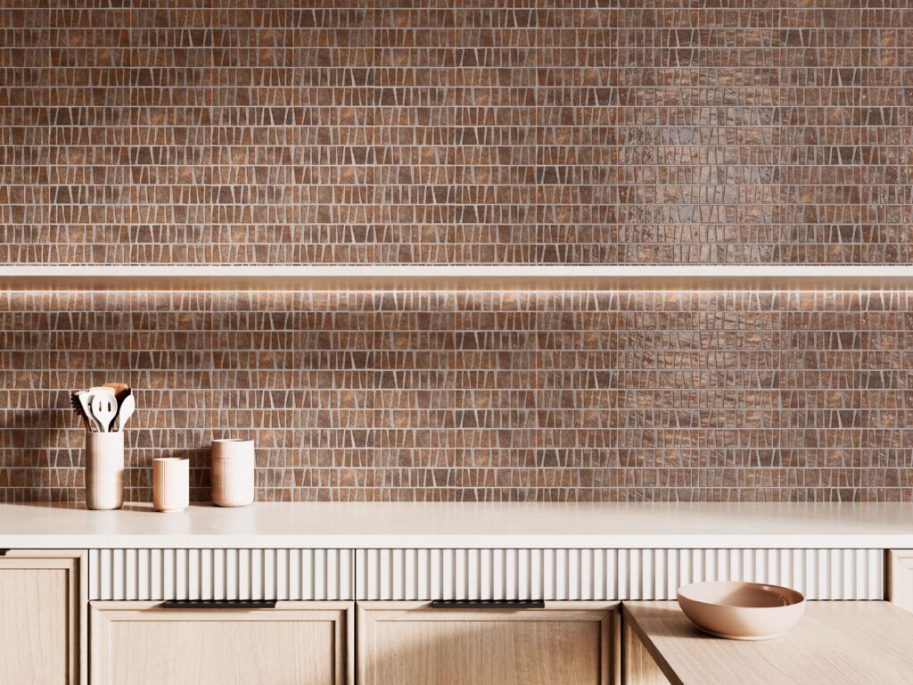 Cocina moderna con revestimiento de porcelánico en cocinas Decocer